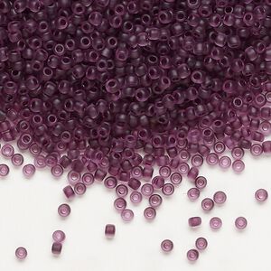 Seed bead, Dyna-Mites™, glass, pkg/40g, #11 round, translucent inside dyed color dark mauve, (224MA 11/0 RR).