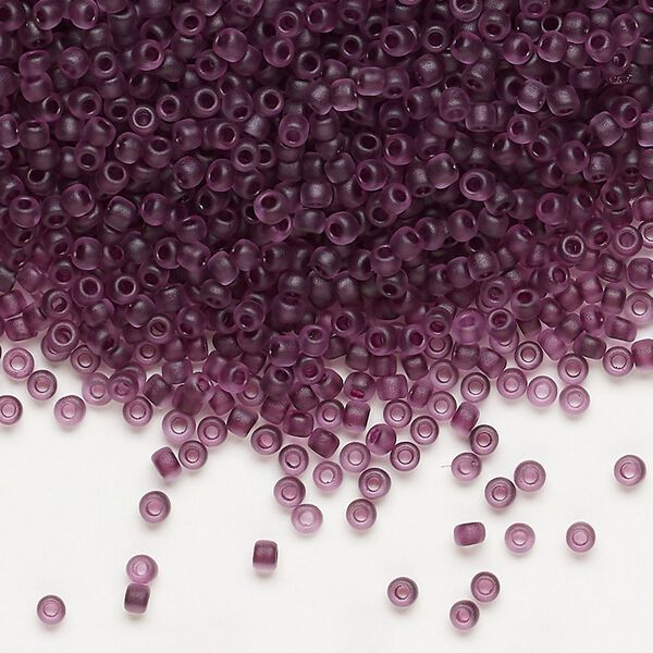 Seed bead, Dyna-Mites™, glass, pkg/40g, #11 round, translucent inside dyed color dark mauve, (224MA 11/0 RR). image number 0