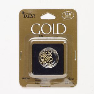 Copper 1pkg25, round jump ring gold-plated 20 gauge 4mm