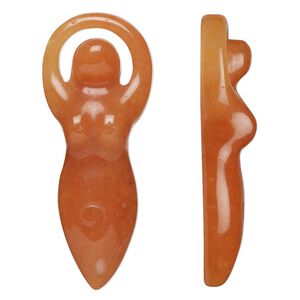Red aventurine 1pkg1, hand-cut undrilled goddess focal natural 39x15mm-40x16mm