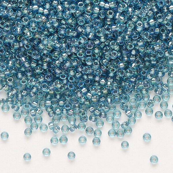 Seed bead, Miyuki, glass, pkg/25g, #11 rocaille, translucent dusk-lined luster crystal clear (RR-1824). image number 0