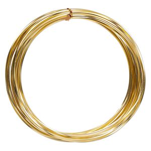 Wire, anodized aluminum, gold, 1.2mm square, 16 gauge. Sold per pkg of 45 feet.