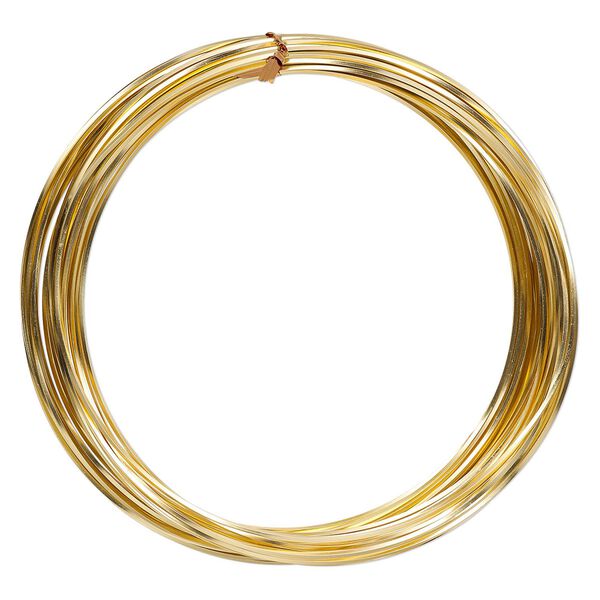 Wire, anodized aluminum, gold, 1.2mm square, 16 gauge. Sold per pkg of 45 feet. image number 0