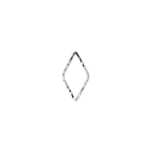 Component, silver-plated brass, 14x7.5mm single-sided diamond-cut open diamond, 1.3mm thick. Sold per pkg of 100.