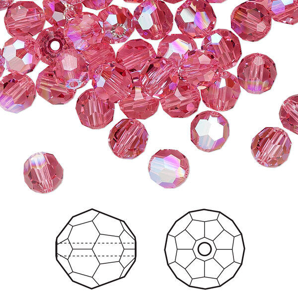 Bead 144pk rose shimmer, Crystal Passions® 6mm round 5000 image number 0