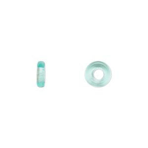 Bead, Czech pressed glass, light aqua, 8x2.5mm ring. Sold per pkg of 50.