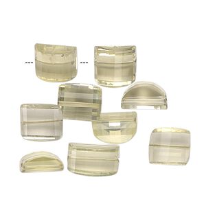 Lemon quartz 1pkg8, hand-cut faceted half barrel bead 8x7mm-10x9mm
