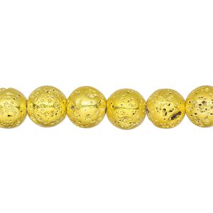 Lava rock 1pkg1, electrocoated round bead 15.5-16 inch 7-8mm