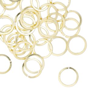 Jump ring, brass, 10mm hand-cut round square wire, 7.8mm inside diameter, 18 gauge. Sold per pkg of 50.