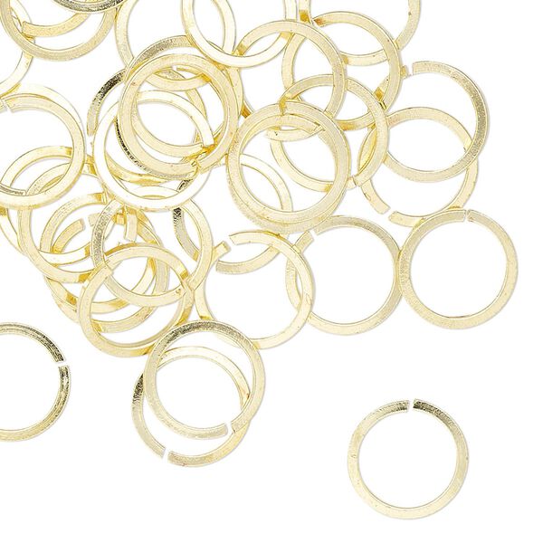 Jump ring, brass, 10mm hand-cut round square wire, 7.8mm inside diameter, 18 gauge. Sold per pkg of 50. image number 0