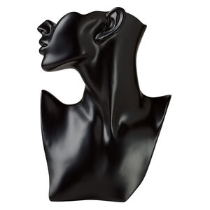 Display, necklace and earring, plastic and steel, black, 12 x 8 x 2-1/2 inch Venus figure. Sold individually.