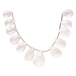 Rose quartz 1pkg12, hand-cut top-drilled faceted puffed teardrop bead natural graduated 18x12mm-29x20mm