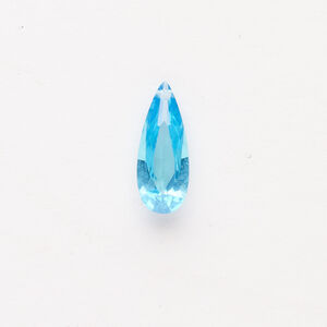 Drop 1pkg1, cubic zirconia, translucent aqua blue, 18x7mm top-drilled hand-faceted teardrop.