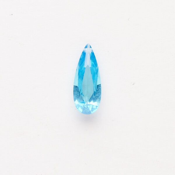 Drop 1pkg1, cubic zirconia, translucent aqua blue, 18x7mm top-drilled hand-faceted teardrop. image number 0