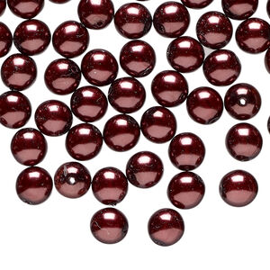Bead 1pkg60 Czech pearl-coated glass druk, burgundy, 6mm round.