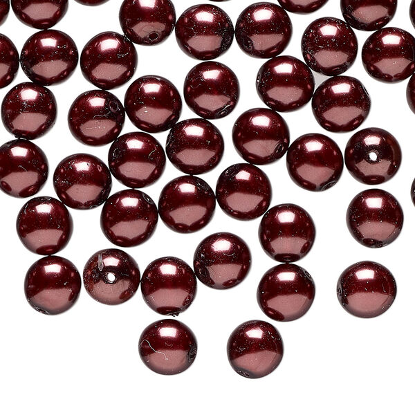 Bead 1pkg60 Czech pearl-coated glass druk, burgundy, 6mm round. image number 0