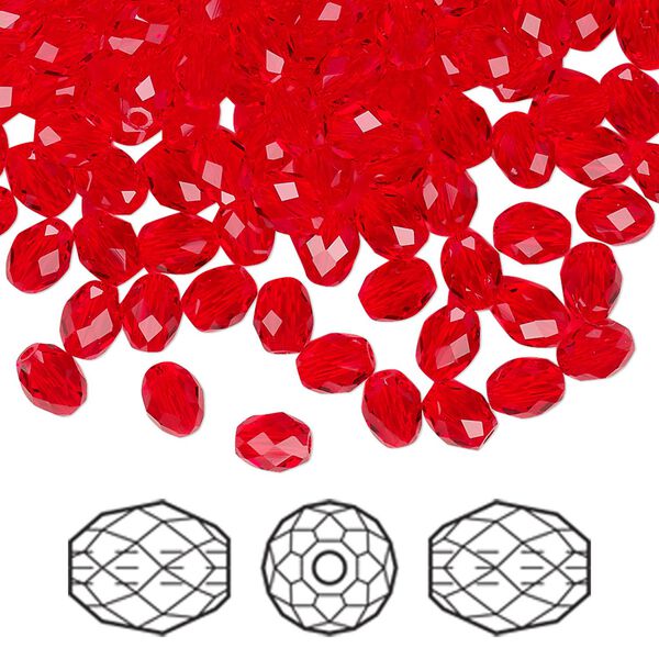 Bead 360pk light siam, Swarovski® 5x4mm olive briolette 5044 image number 0