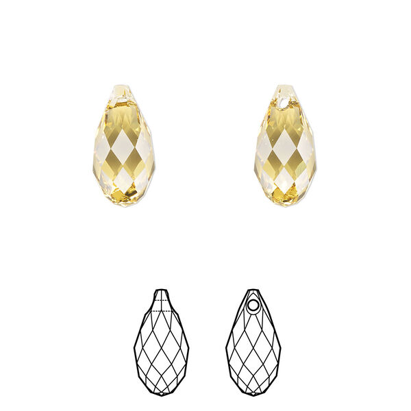 Briolette 2pk dark jonquil, Crystal Passions® Regenerated 13x6.5mm pendant drop 6010 image number 0