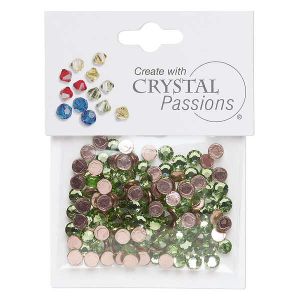 Flat back 1pkg144 peridot, Crystal Passions&reg; rhinestone 4.60-4.80mm hotfix round SS20 image number 0