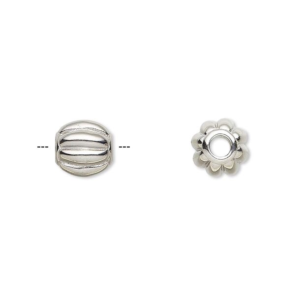 Bead, stainless steel, 8.5mm corrugated round. Sold per pkg of 2. image number 0