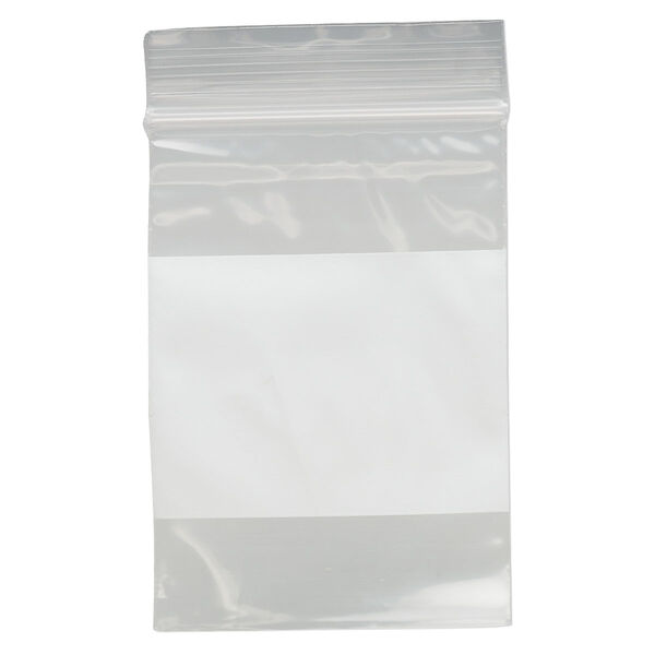Bag, Tite-Lip™, plastic, clear and white, 2x3-inch top zip with block. Sold per pkg of 100. image number 1
