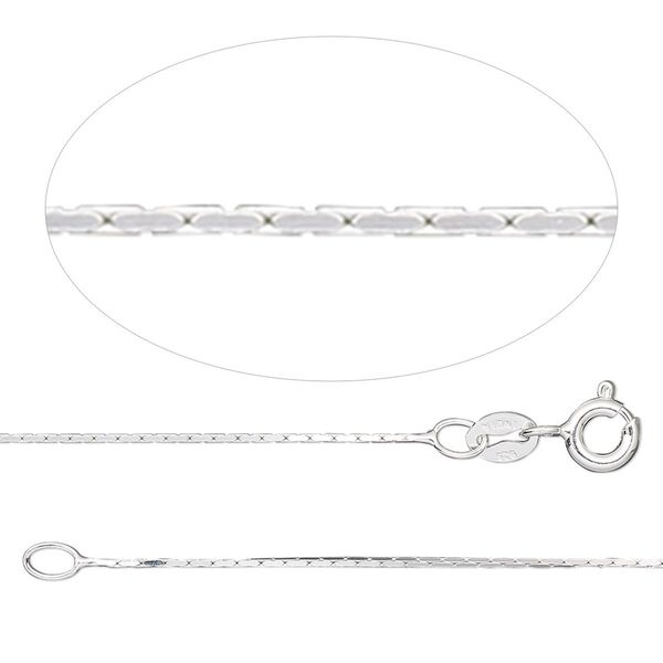 Chain, Gossamer™, sterling silver, 0.5mm square cable, 16 inches with springring clasp. Sold individually. image number 0