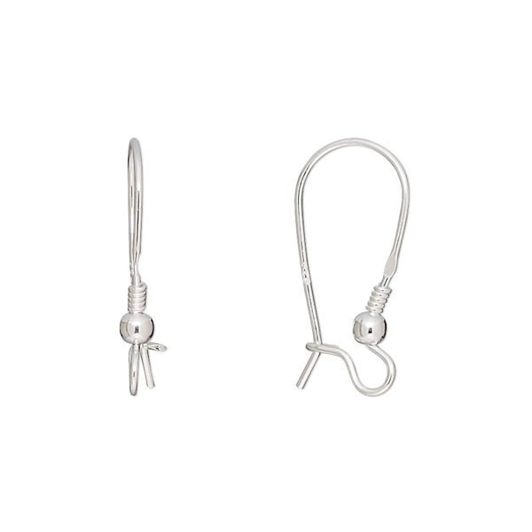 Ear wire kidney 1pkg2 sterling silver, 20.5mm / 3mm round / 2mm coil / open loop, 21 gauge 1 pair image number 0