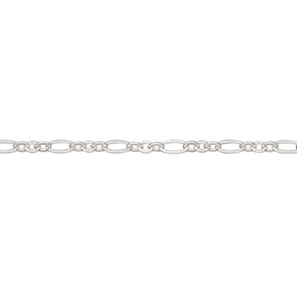 Chain, silver-plated brass, 2.5mm figaro. Sold per 50-foot spool. image number 0
