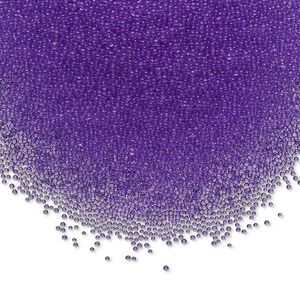 Bead glass 1pk 1mm undrilled micro round, dyed translucent purple 15 gram