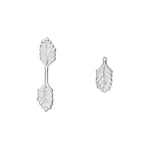 Bail, fold-over, silver-plated brass, 22x5mm double leaf with 11mm grip length. Sold per pkg of 100.