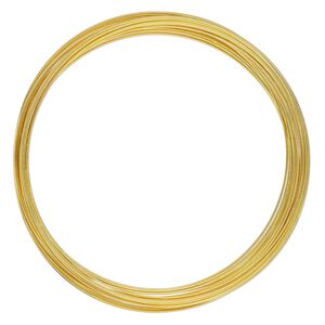 Memory wire, gold-plated high carbon steel, 3-5/8 inch necklace, 0.7mm thick. Sold per 1-ounce pkg, approximately 29 loops.