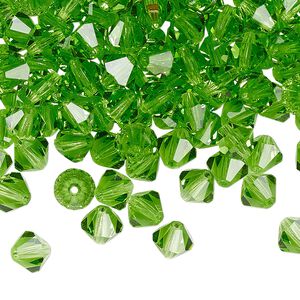 Bead 144pk peridot, Preciosa Czech crystal 6mm bicone