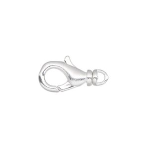 Clasp lobster claw 1pkg100 silver-plated, 14x8mm swivel, brass 1-strand