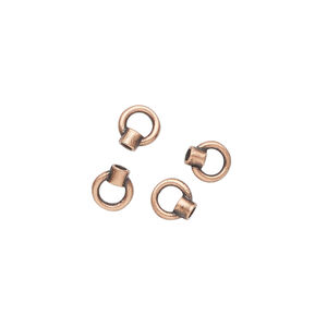 Crimp end 1pkg4 copper-plated, 6.5x5.5mm / 2.5x2mm tube / 5.5mm loop / 1.5mm inside diameter, brass / antiqued / JBB Findings