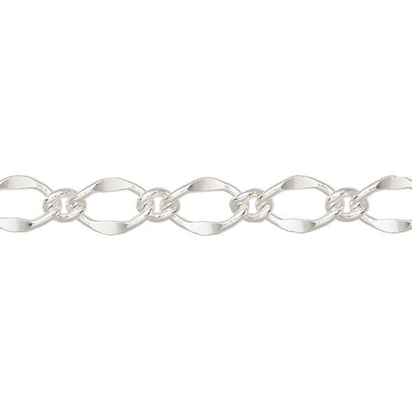 Chain, silver-finished brass, 6mm long and short oval. Sold per pkg of 5 feet. image number 0