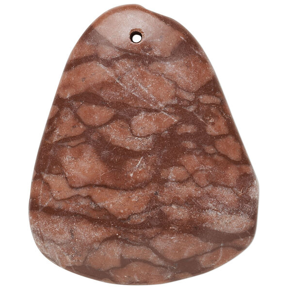Focal, brown zebra stone (natural), 42x42x32mm-45x45x38mm rounded puffed triangle with flat back, C grade, Mohs hardness 3 to 3-1/2. Sold individually. image number 0