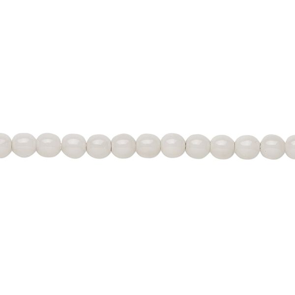 Bead, Czech dipped décor glass druk, opaque silver grey, 4mm round. Sold per 15-1/2" to 16" strand. image number 0