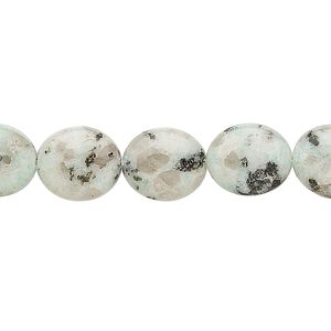 Sesame jasper 1pkg1, flat oval bead natural 15.5-16 inch 14x12mm