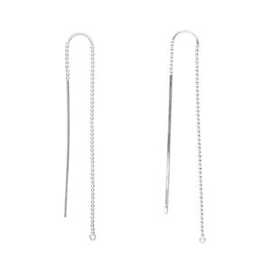 Ear thread 1pkg2 sterling silver, 6 inch ball chain / open loop, 1 pair