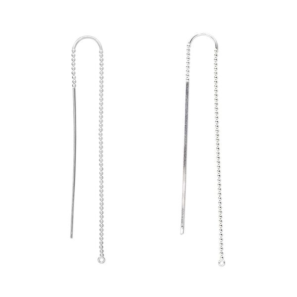 Ear thread 1pkg2 sterling silver, 6 inch ball chain / open loop, 1 pair image number 0