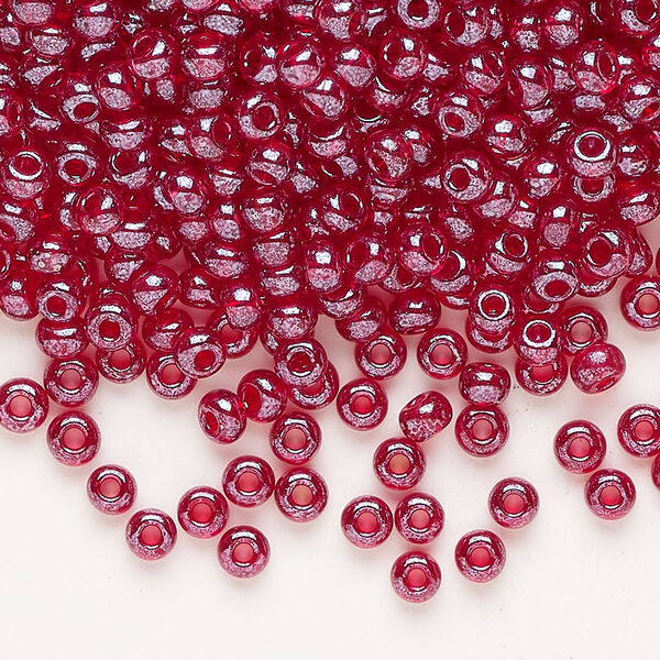 Seed bead 1pkg1 glass #6 round, translucent luster dark red image number 0