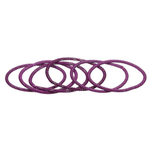 Bracelet, stretch, painted steel, magenta, 3mm twisted coil, 7 inches. Sold per pkg of 6. image number 0