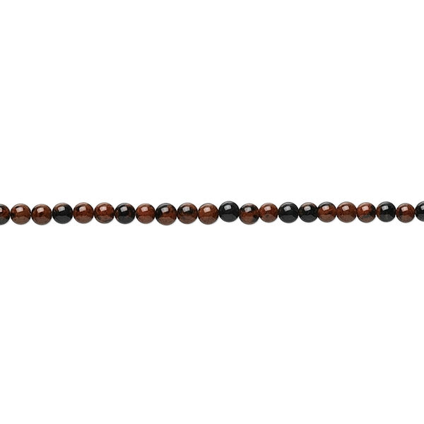 Bead, mahogany obsidian (natural), 2mm round, B grade, Mohs hardness 5 to 5-1/2. Sold per 15-1/2" to 16" strand. image number 0