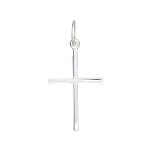 Drop, sterling silver, 22.5x15mm thin plain cross. Sold per pkg of 2.
