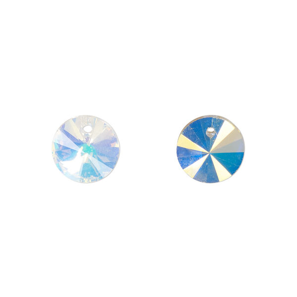 Drop, glass, translucent clear AB, 10mm rivoli. Sold per pkg of 20. image number 0