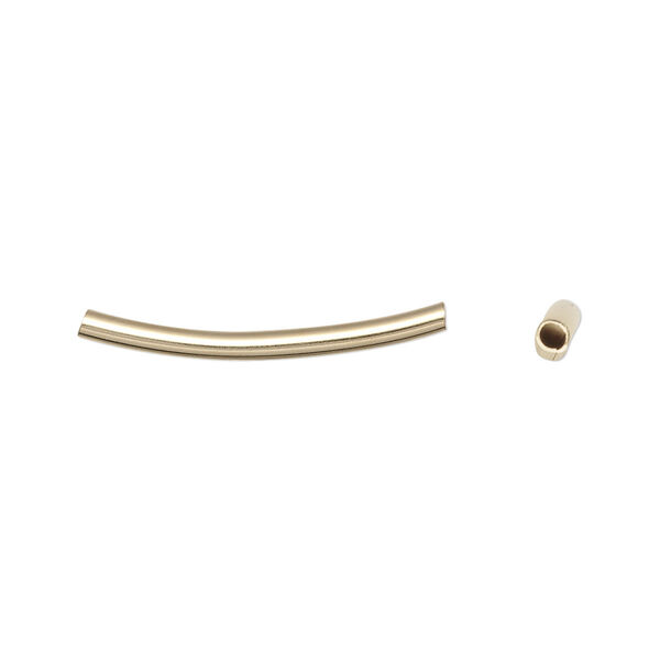 Bead, 12Kt gold-filled, 24x2mm curved tube. Sold per pkg of 2. image number 0