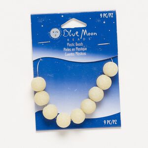 Bead, acrylic, clear and cream, 12mm round with glitter. Sold per pkg of 9.