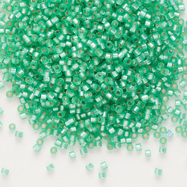 Seed bead, Delica®, glass, pkg/250g, #11 round, translucent semi-matte silver-lined mint green (DB-0691). image number 0