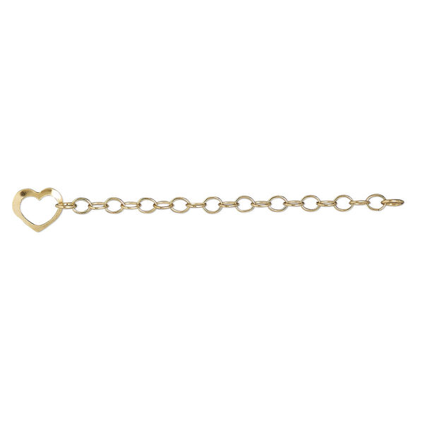 Extender chain, 14Kt gold-filled, 2.8mm cable with 8.5x7.5mm open heart, 2 inches. Sold individually. image number 0