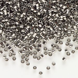 Seed bead, Delica®, glass, pkg/7.5g, #10 round, opaque nickel-plated (DBM-0021).